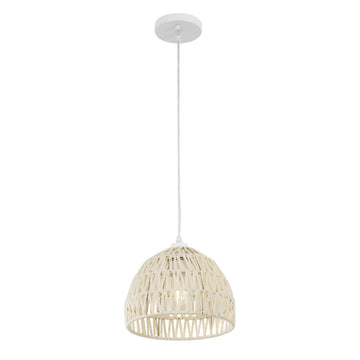 Campana 20" Bohemian Modern Woven Rattan/Iron LED Pendant